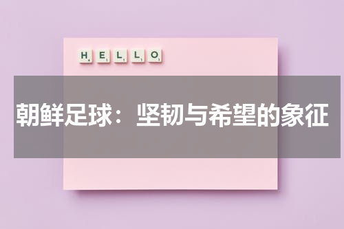 朝鲜足球：坚韧与希望的象征